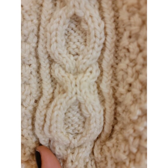 Handknit Wool Fisherman Cable Mens Cardigan Pockets Grandpa Sweater XL handmade - Picture 6 of 7